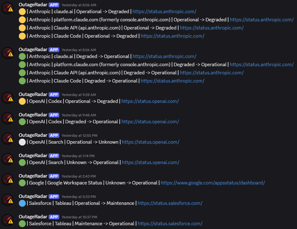 Outagely monitoring demo
